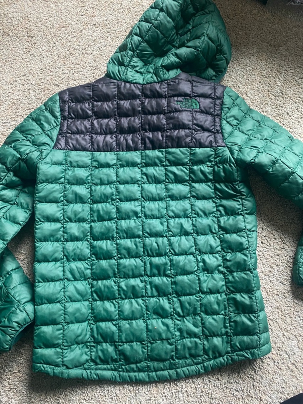 The North Face Green Hooded Packable Puffer with Black Youth Medium 10-12 - Picture 3 of 5